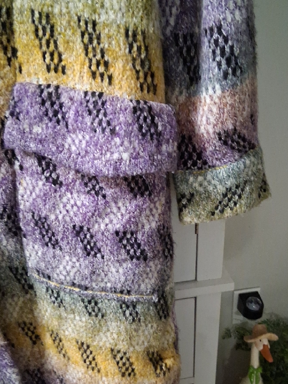 Pilcro Multi-Striped Open Front Cardigan in Purple, Yellow, Green and Cream - Picture 3 of 6